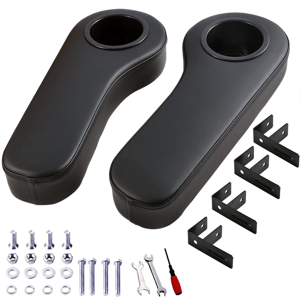 Roykaw Golf Cart Armrest With Cup Holder Compatible With Ezgo Club Car Yamaha - Upgrade Support Frame/No Drilling Required - Jus