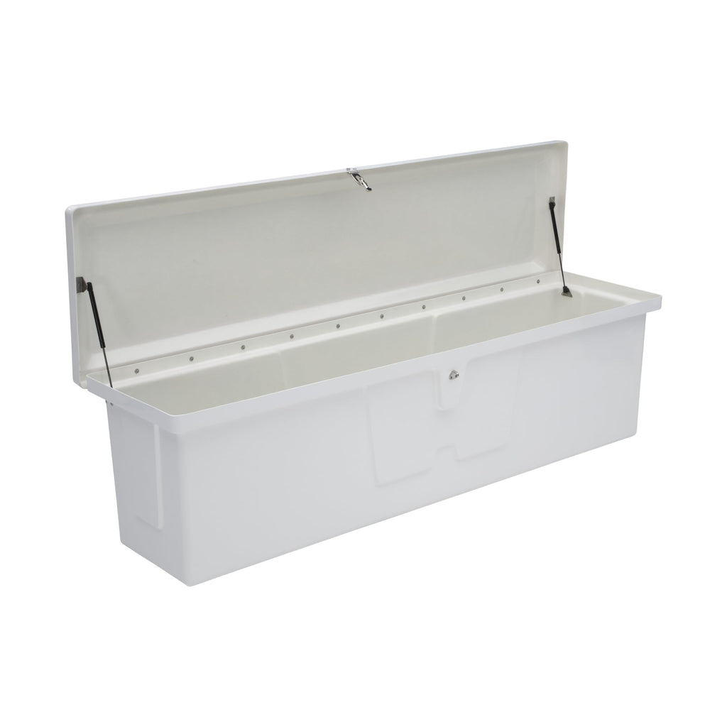 Taylor Made Products Stow 'N Go Medium Fiberglass Dock Box, White (24''H X 72''W X 23''D) - Fiberglass Construction, Uv Gelcoat