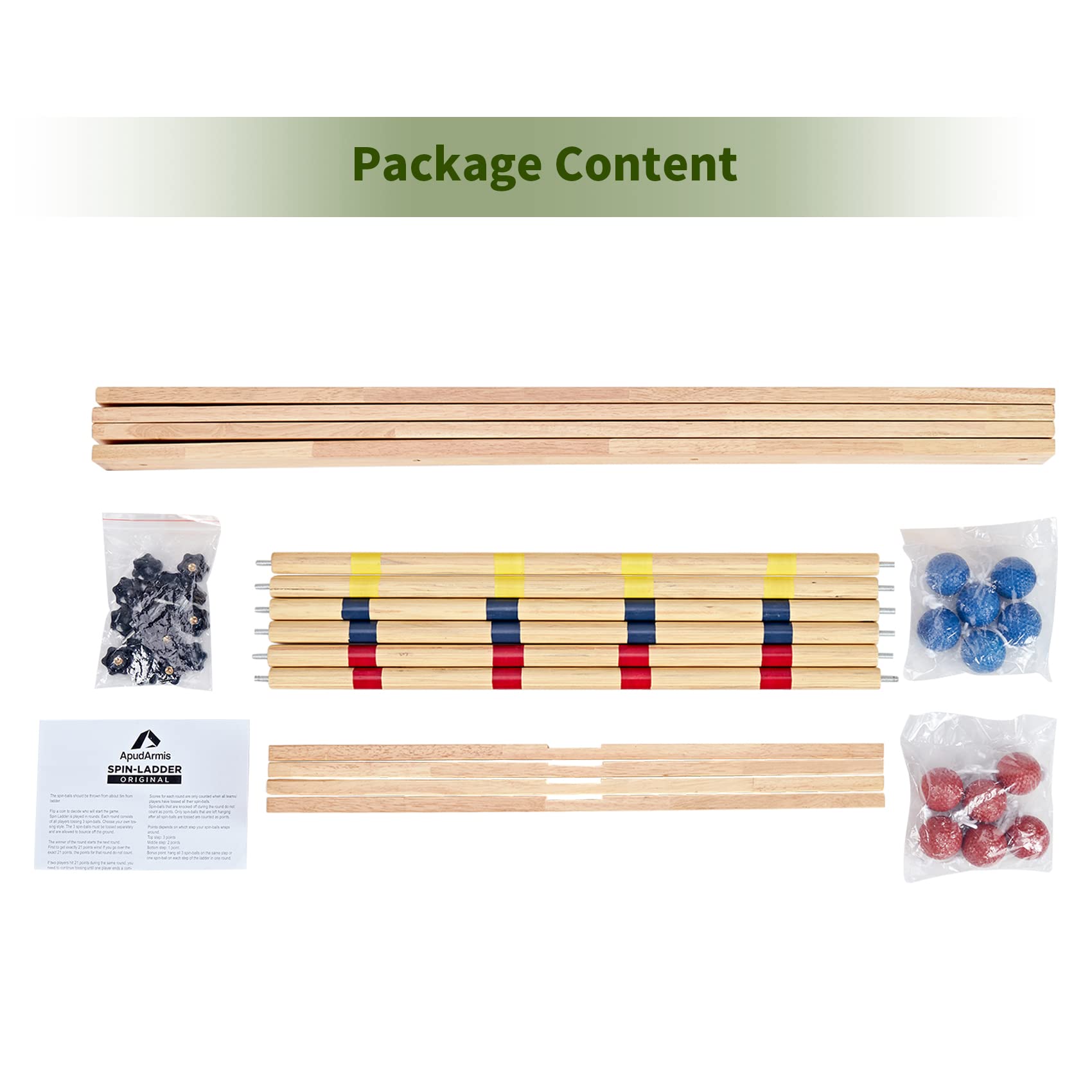 Apudarmis Ladder Toss Game Set, 35X26In Pine Wooden Golf Ladder Lawn Game With 6 Bolos Balls And Carrying Case - Outdoor Backyar