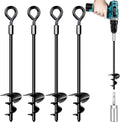 Ground Anchors 4 Pack, Heavy Duty Swing Set Anchors, Spiral Earth Anchors For Trampoline, Camping, Shed, Canopies, Metal Trampol