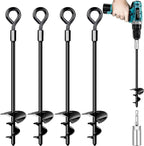 Ground Anchors 4 Pack, Heavy Duty Swing Set Anchors, Spiral Earth Anchors For Trampoline, Camping, Shed, Canopies, Metal Trampol