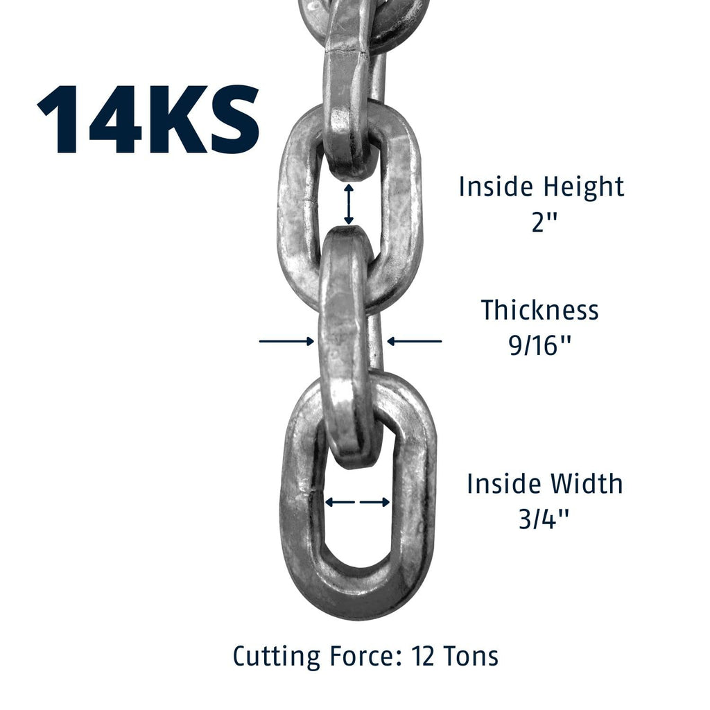 Abus Hardened Steel 14Ks 2 Foot X 9/16'' Thick Square Security Chain For Bikes, Containers, Trailers, Atv'S, Motorcycles And Per
