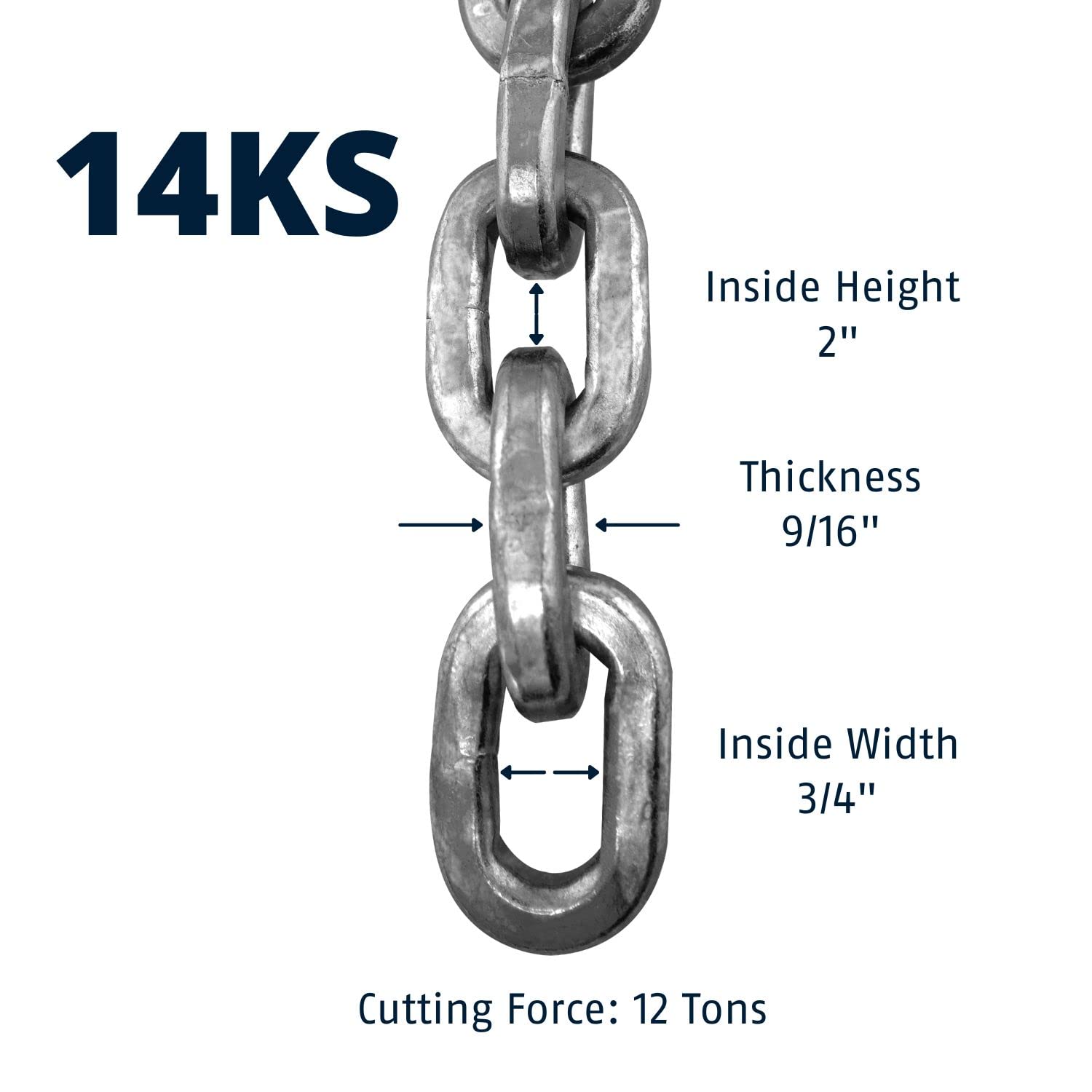 Abus Hardened Steel 14Ks 2 Foot X 9/16'' Thick Square Security Chain For Bikes, Containers, Trailers, Atv'S, Motorcycles And Per