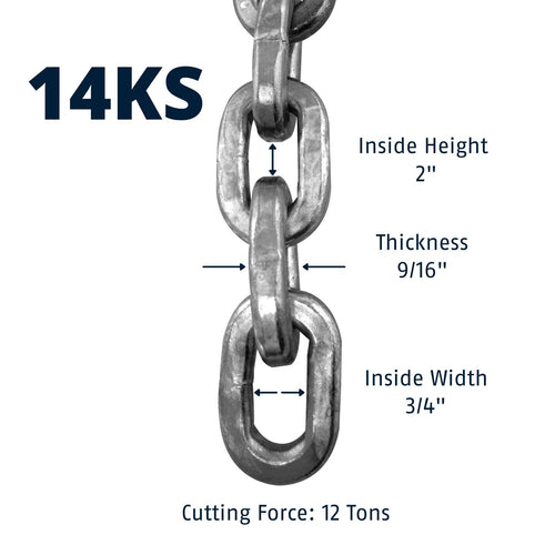Abus Hardened Steel 14Ks 2 Foot X 9/16'' Thick Square Security Chain For Bikes, Containers, Trailers, Atv'S, Motorcycles And Per