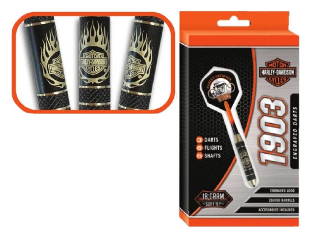 Harley-Davidson Vintage 1903 18 Gr. Soft Tip Darts - Black Coated Nickel Barrels