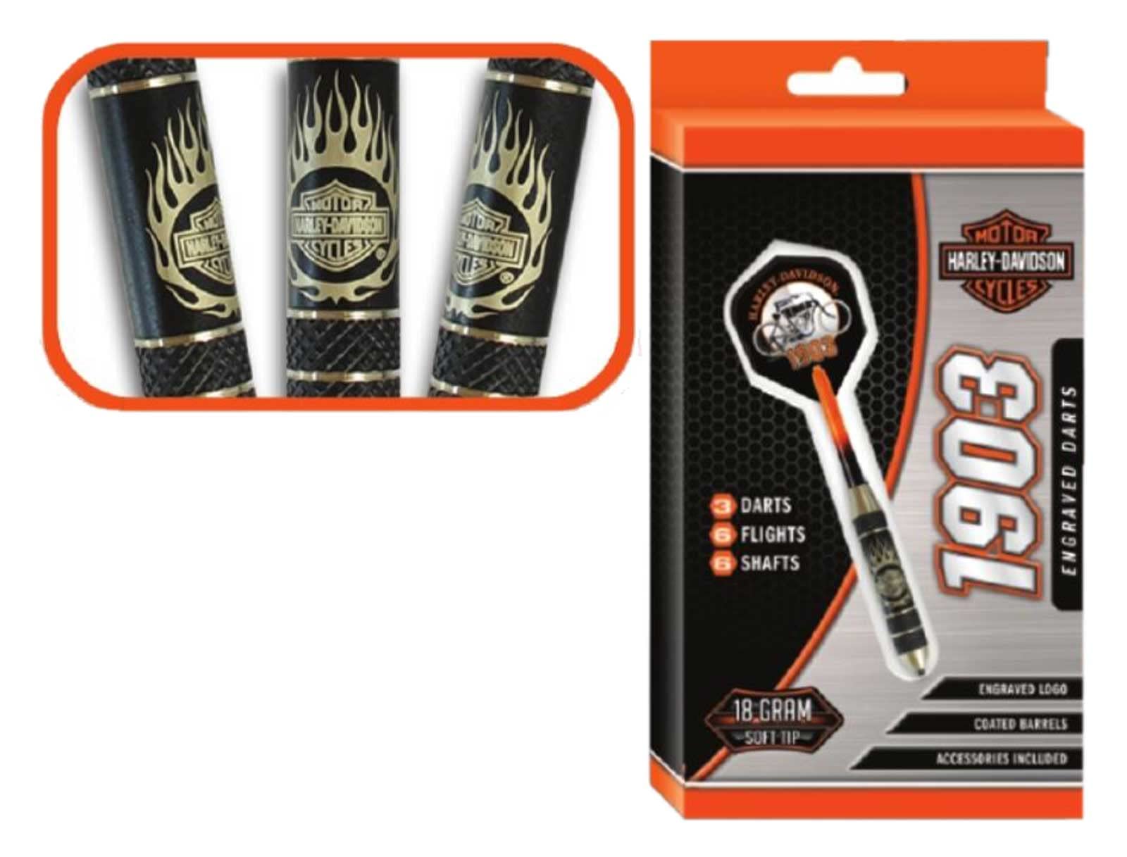 Harley-Davidson Vintage 1903 18 Gr. Soft Tip Darts - Black Coated Nickel Barrels