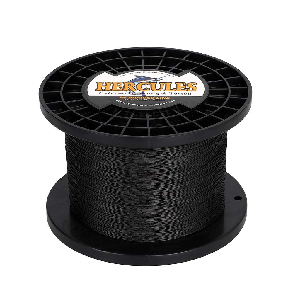 Hercules Braided Fishing Line 1500M 1640Yds 10Lbs-200Lbs Pe Superline 8 Strands (Black 200Lb/90.7Kg 0.75Mm)