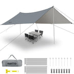 Camping Tarp With Poles, 16X12 Ft Camping Canopy, Waterproof Tent Tarp, Rain Shelter For Camping, Picnic,Beach, Outdoor Activiti