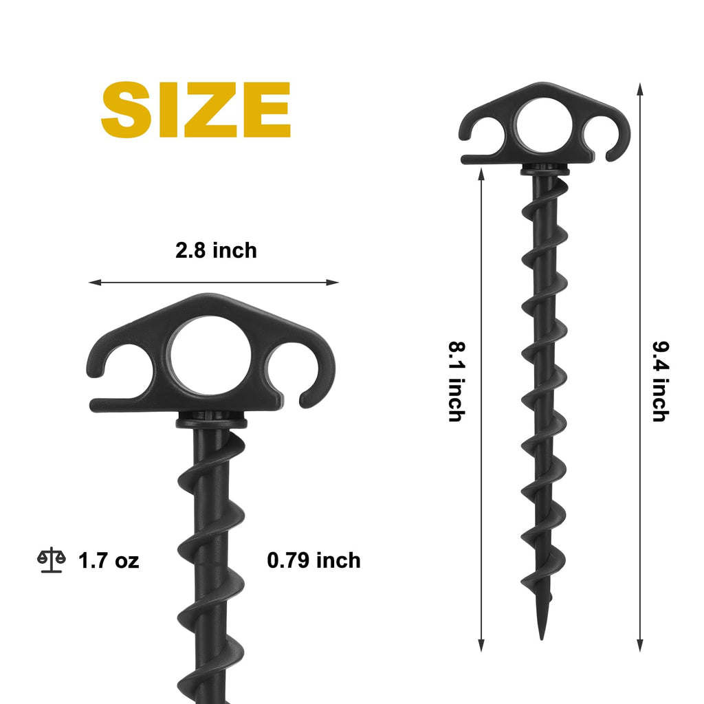 Cobaryen Tent Stakes Ground Anchors Screw In, 10 Pack Sand Stakes For Beach 9.4 Inch Heavy Duty Spiral Tent Pegs For Camping, Pa