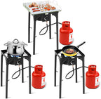Goplus Outdoor Camping Stove, Single Burner Propane Gas Cooker W/Detachable Legs & 0-20 Psi Regulator & Csa Approval For Camp Pa