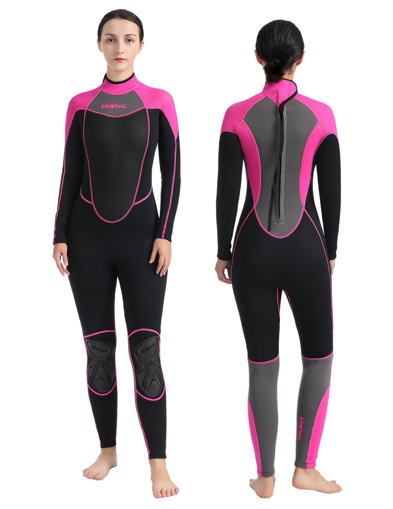 Anparc Wetsuit Women 3Mm Neoprene Full Body Wet Suit, Cold Water Wetsuit With Back Zipper, Suitable For Diving, Swimming, Surfin