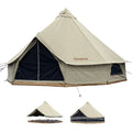 KingCamp Khan Glamping Bell Tent 4 Season Canvas Yurt Tent with Stove Jack 13.1ft / 16.4ft- 3 in 1 Tent and Canopy for Family Ou