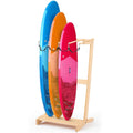 CroBlissful Surfboard Rack Freestanding Vertical Surf Board Stand for 4 Boards Bamboo Display Rack for Shortboard, Snowboard, Sk