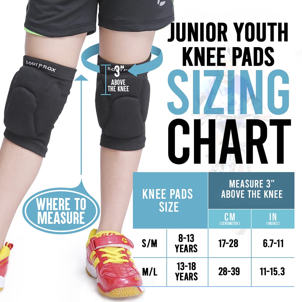 Bodyprox Volleyball Knee Pads For Junior Youth, 1 Pair Unisex (8-13 Years)