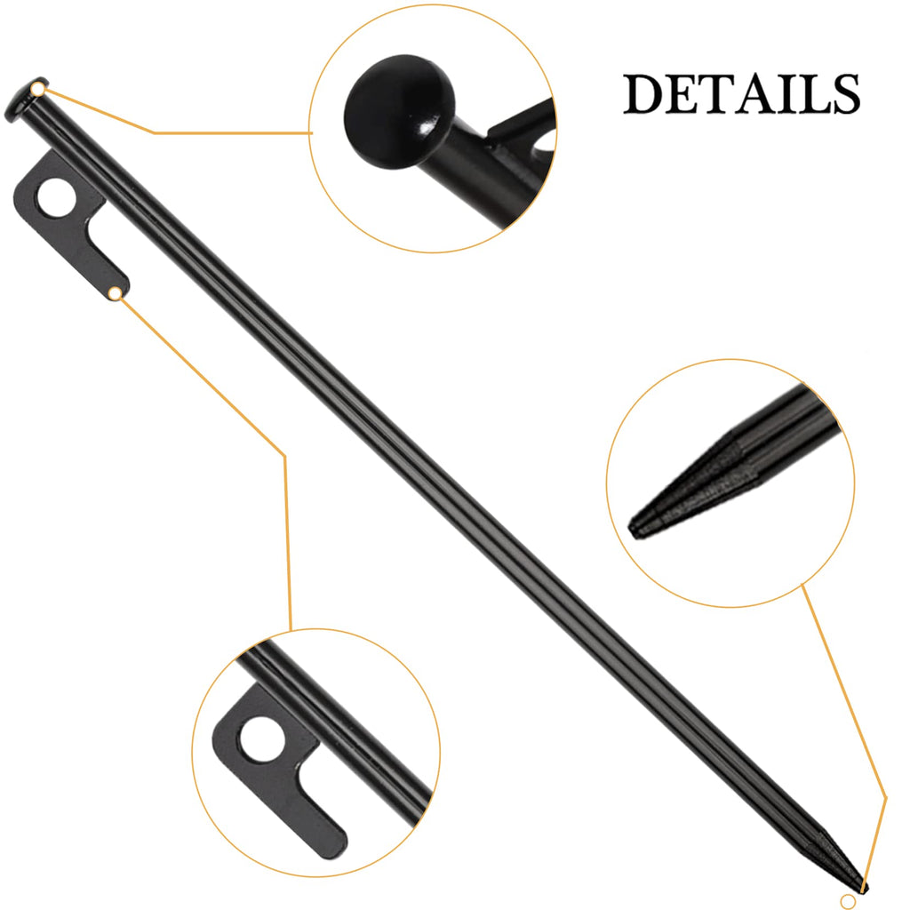 8 Pack Tent Stakes Heavy Duty Metal Tent Pegs For Camping Steel Tent Stakes 12 Inch Unbreakable And Inflexible