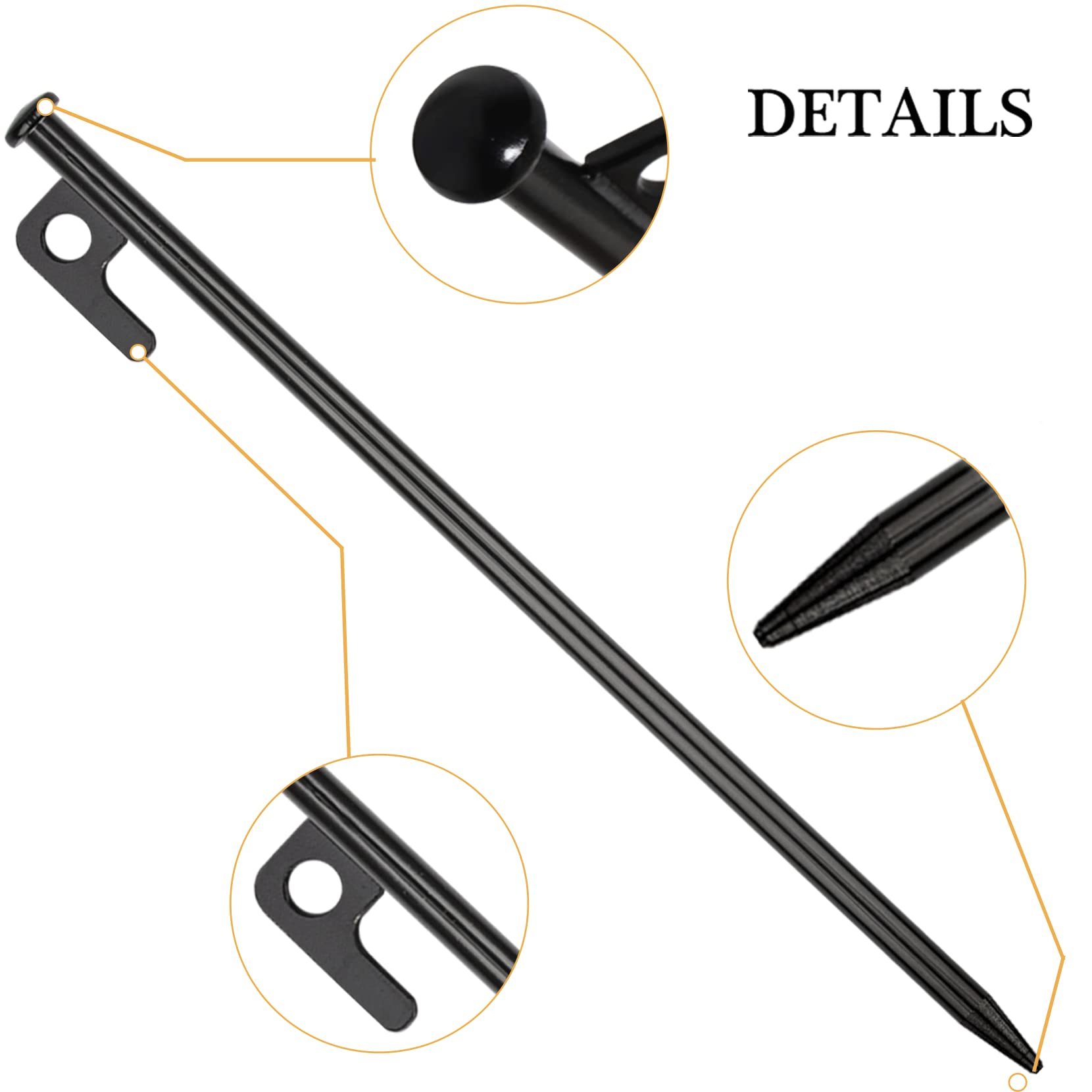 8 Pack Tent Stakes Heavy Duty Metal Tent Pegs For Camping Steel Tent Stakes 12 Inch Unbreakable And Inflexible