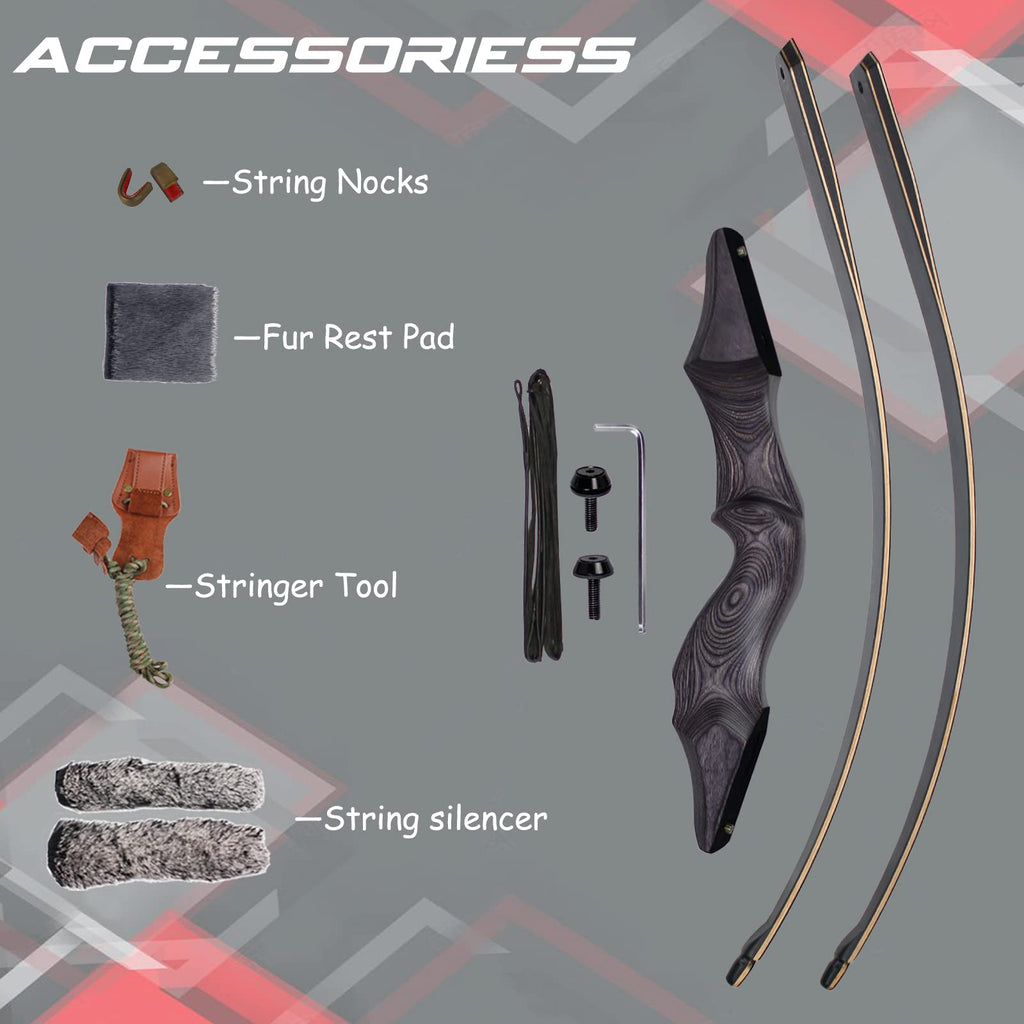Sinoart 60 Takedown Longbow Archery Wooden Archery Bow Included Fur Rest Pad Stringer Tool Tab String Nocks Right And Left Hand