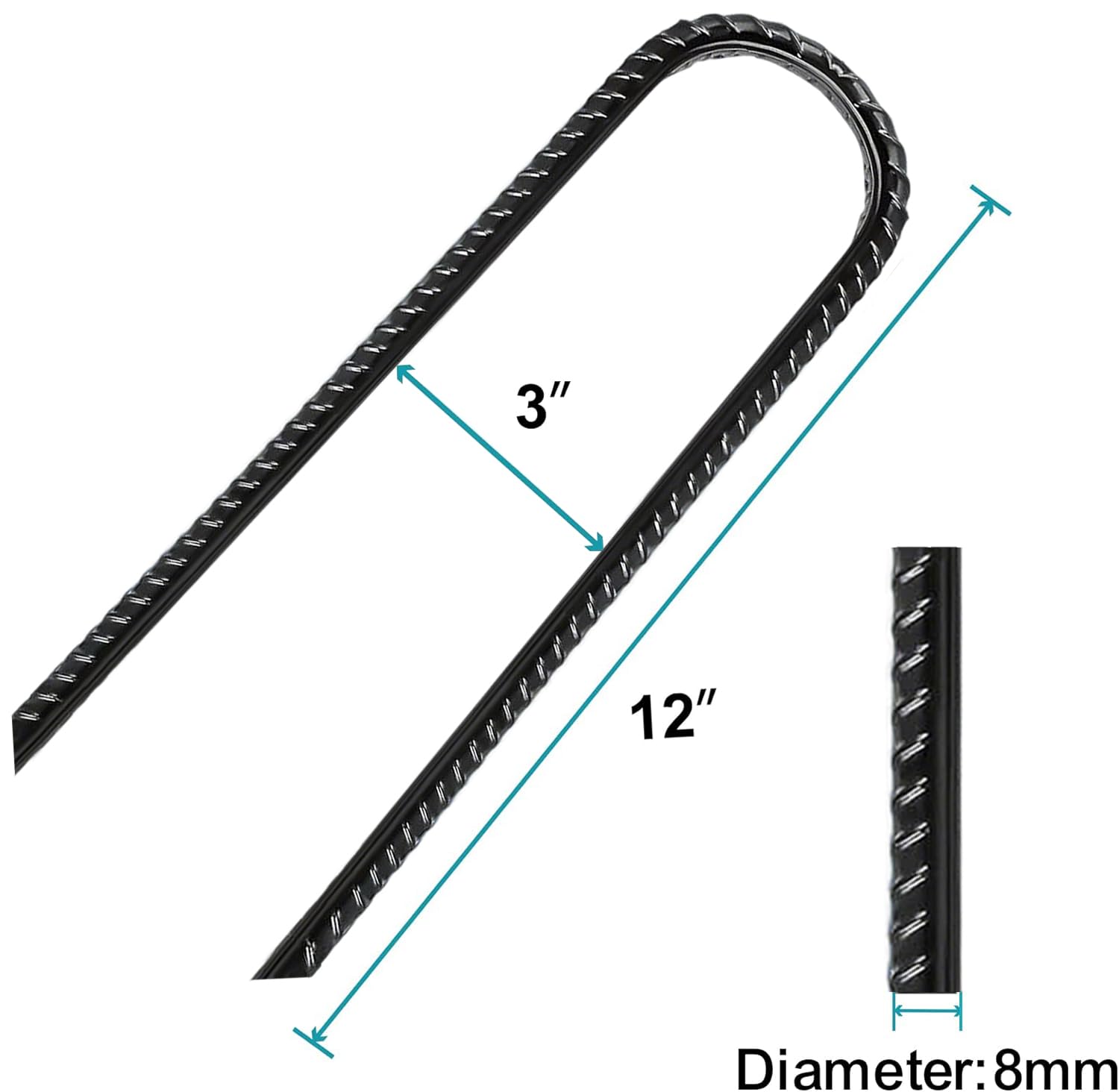 Eurmax Usa U-Shaped-Rebar-Stakes-12-Inch, Ground Stakes Heavy Duty Trampoline Stakes Rebar Galvanized For Camping Tent Trampolin