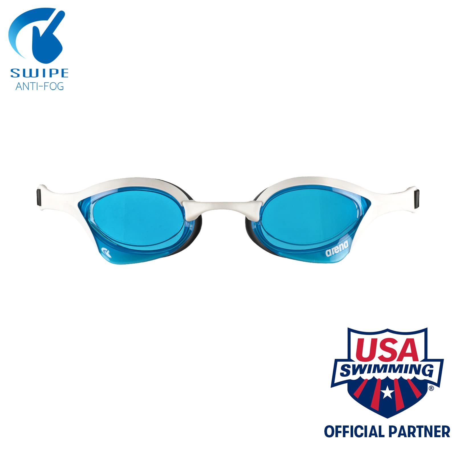 Arena Cobra Ultra Swipe Racing Swim Goggles For Men And Women, Non-Mirror Lens, Anti-Fog, Uv Protection, Bluewhiteblack