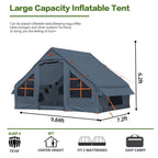 4-6 Person Inflatable Camping Tent, 9.8 * 7.2 Ft Glamping Inflatable Tents With Largetarps,2025 Update Zipper Door Easy Setup Bl