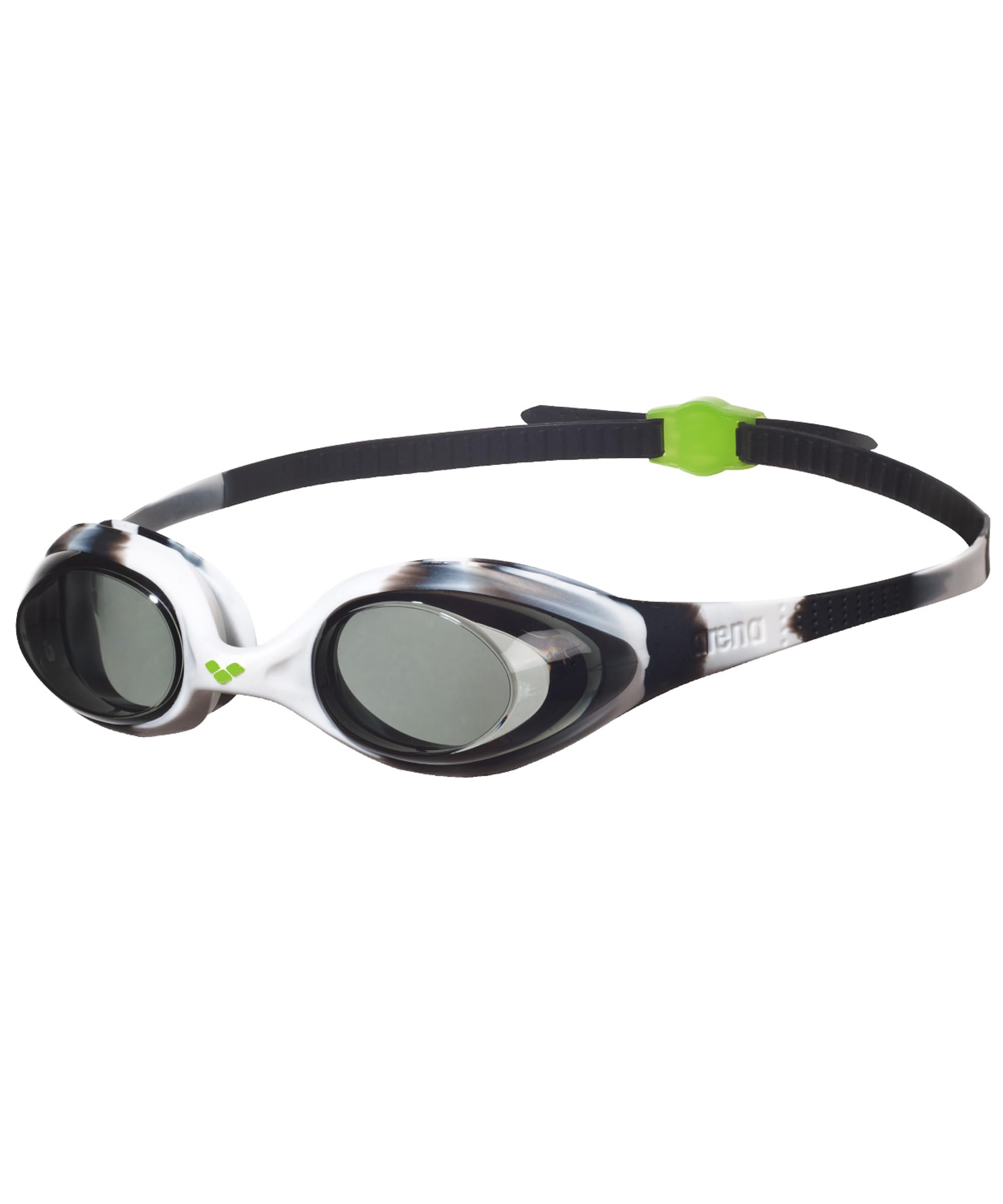 Arena Unisex Spider Junior Youth Swim Goggles For Boys And Girls, Black / White / Clear, Non-Mirror Lens