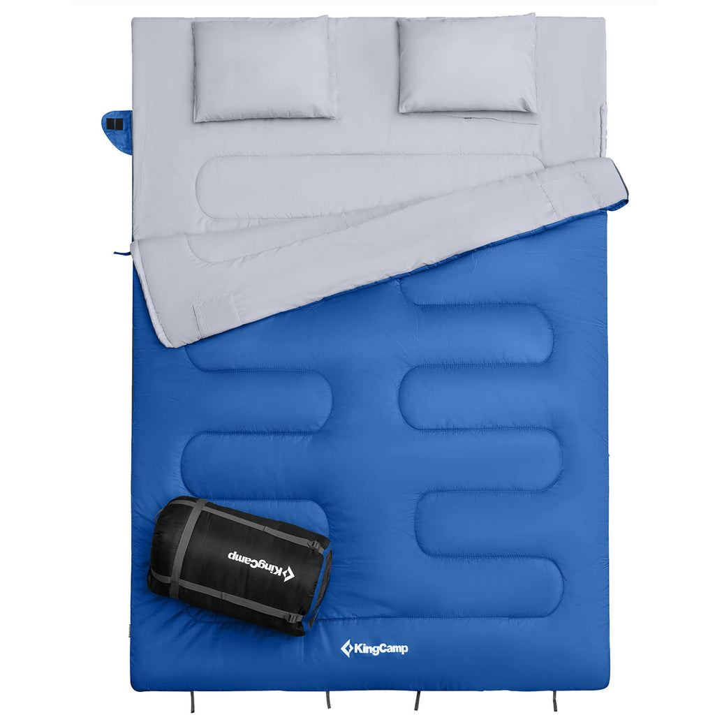 Kingcamp 87 X 59 Inch 2 Person 20 Degree Lightweight Waterproof Couple Family Sleeping Bag With 2 Pillows For Camping, Hiking, &