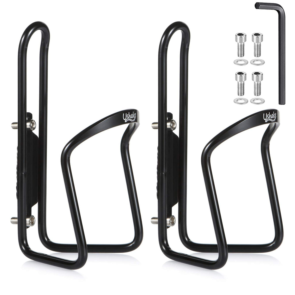 Ushake Water Bottle Cages, Basic Mtb Bike Bicycle Alloy Aluminum Lightweight Water Bottle Holder Cages Brackets(2 Pack- Drilled 