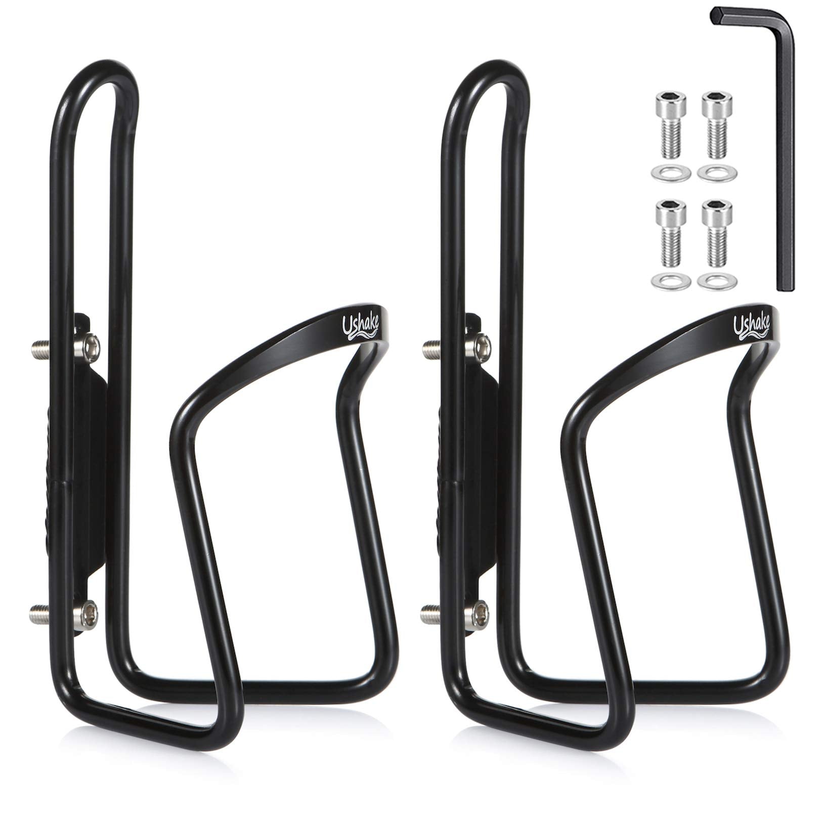 Ushake Water Bottle Cages, Basic Mtb Bike Bicycle Alloy Aluminum Lightweight Water Bottle Holder Cages Brackets(2 Pack- Drilled 