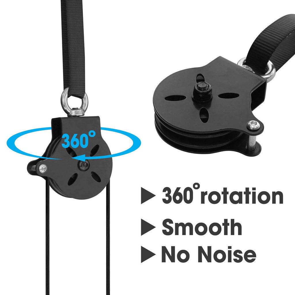 Yes4All Cable Pulley Attachment Single Set - 2-Inch Olympic Bars Compatible Lat Pulldown Pulley & Home Gym Pulley, A. Black - Si