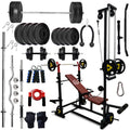 SAFECO FITNESS 70KG PVC Plates Combo with 20in1 Adjustable Bench with UHook, Lat Pulldown, Curl Rod, Straight Bar, Dumbbells,