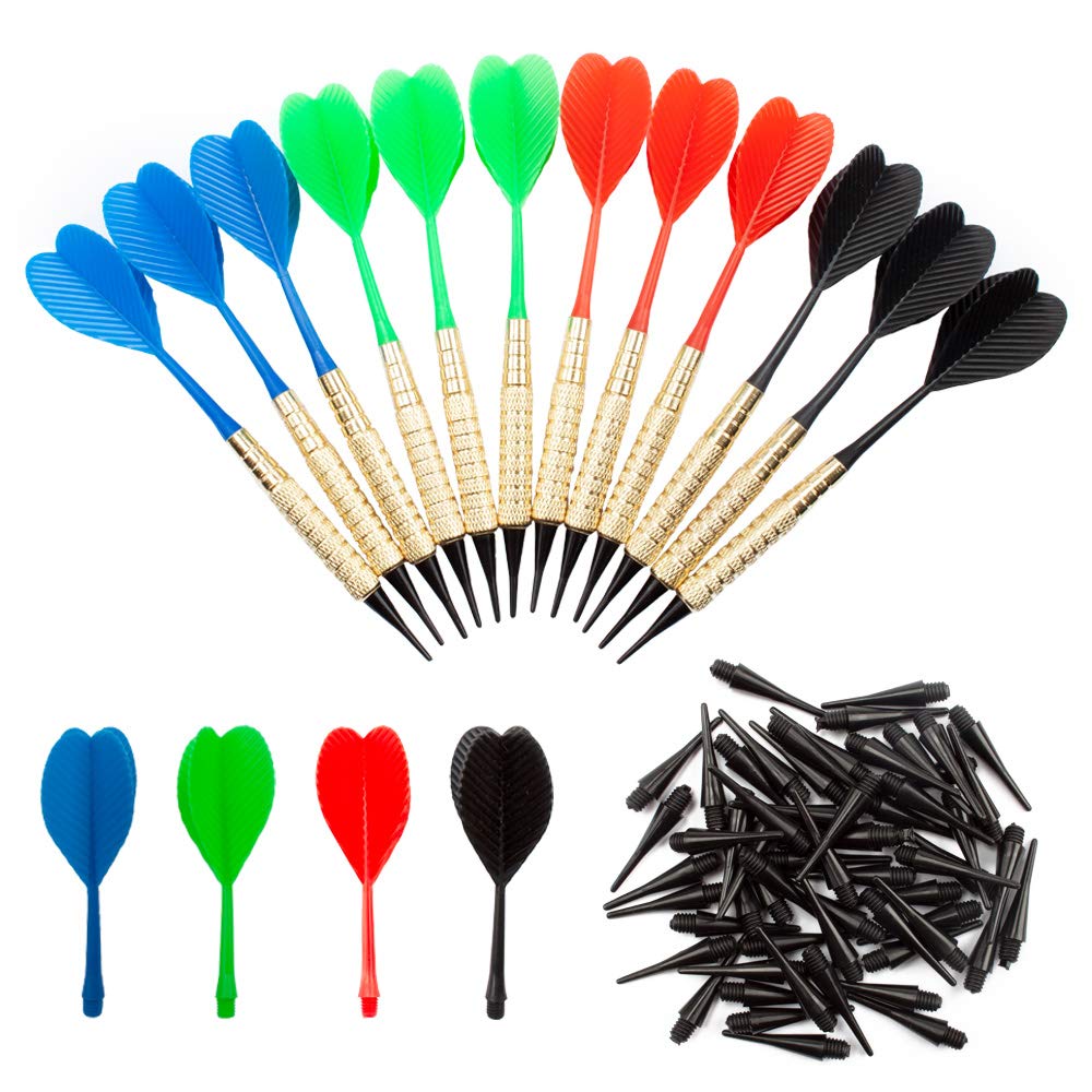 Gse 12 Pcs Soft Tip Darts, Bar Dart, Plastic Tip Darts For Electronic Dart Board. Plus 60 Free Dart Tips