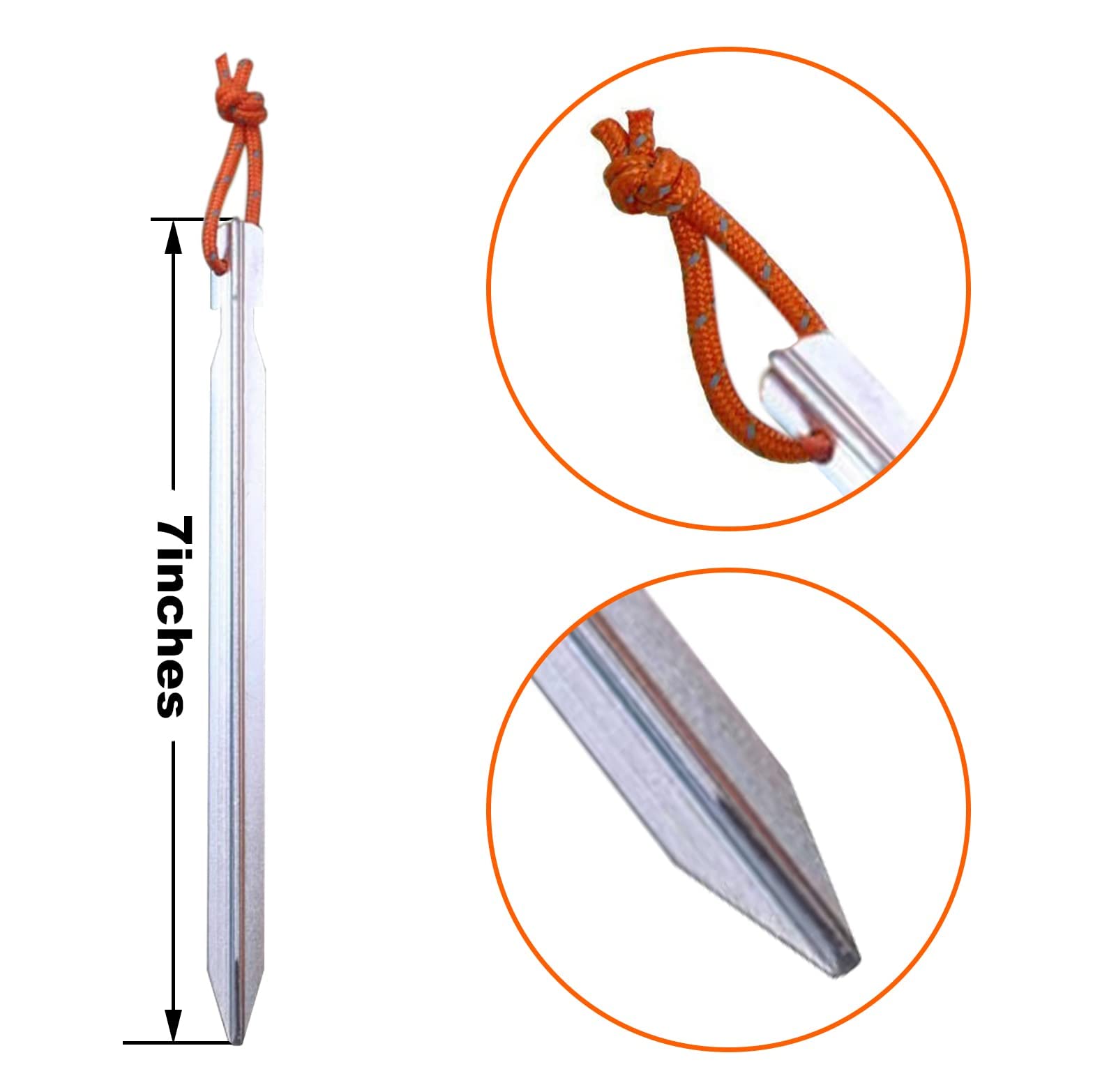 12 Pack Tent Stakes, 7075 Ground Metal Camping Aluminum Tent Pegs, Lightweight Stakes Heavy Duty Spikes Camping Accessories, Sil
