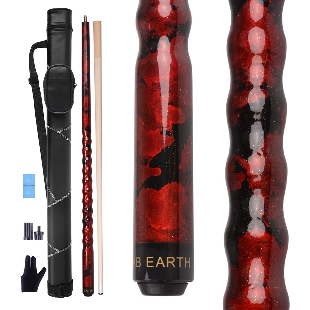 Ab Earth Ergonomic Design 13Mm Tip 58'' Maple Pool Cue Stick Kit With Hard Case (Red, 21Oz)