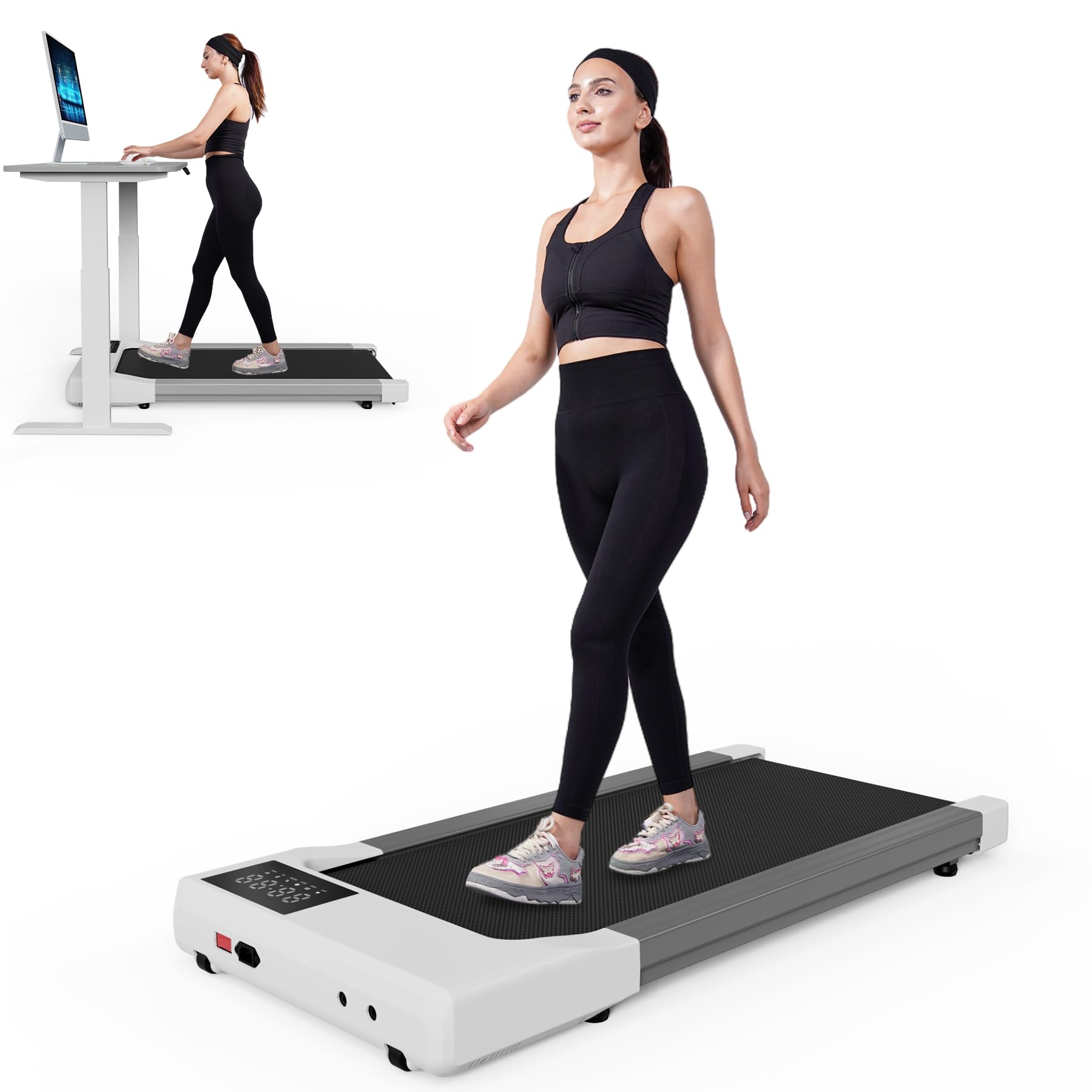 Deerrun 2025 Upgrade Walking Pad, Smart Under Desk Treadmill For Home Office, No-Assembly Treadmills With App And Remote Control