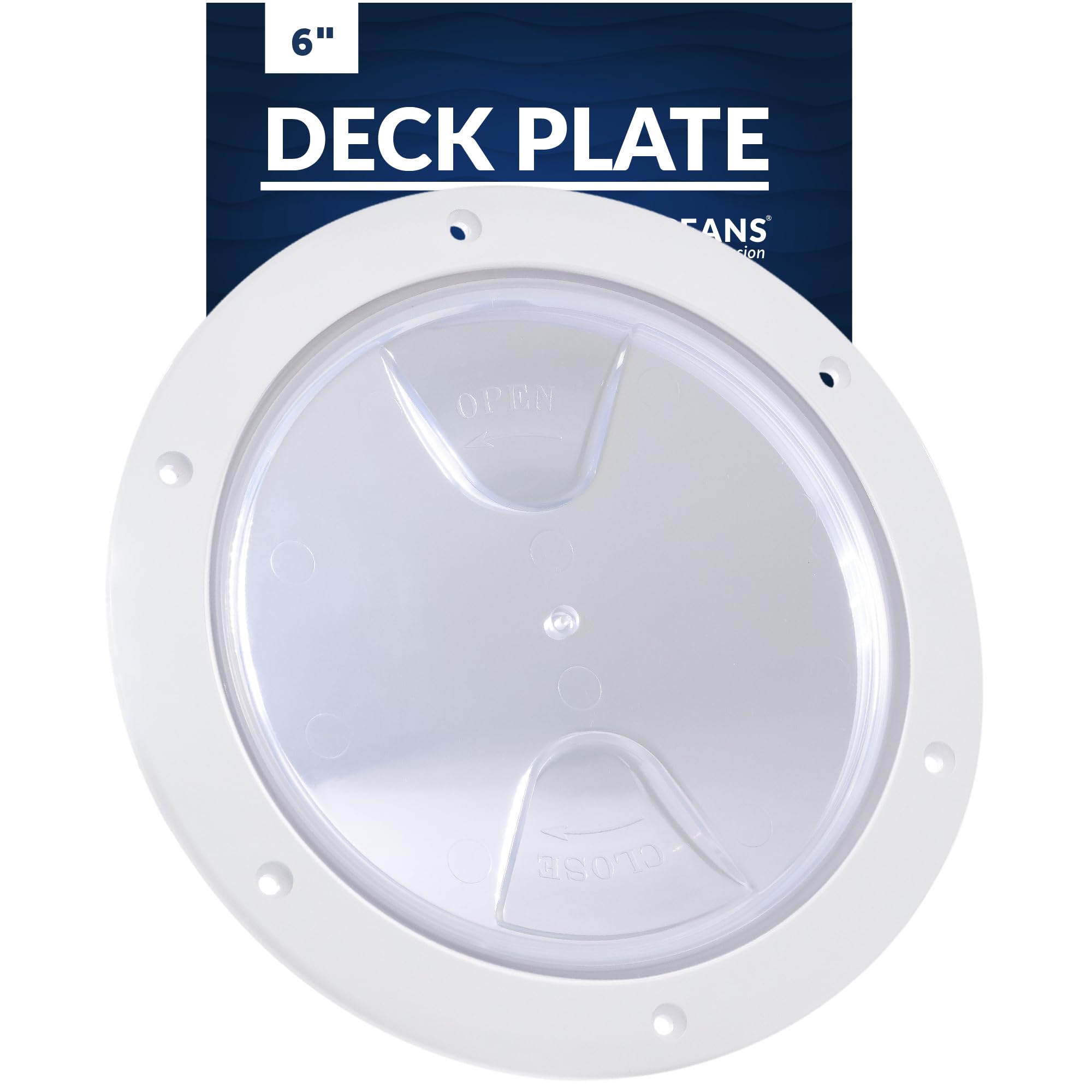 Five Oceans 6'' Boat Hatch, Marine Round Inspection Deck Plate Hatch With Detachable Clear Lid, Uv-Resistant Abs White Plastic, 