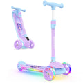 BELEEV Kids Scooter with LED Light-Up Wheels & Deck, 3 Wheel Folding Scooter for Toddlers Girls Boys Age 3-12, Adjustable Handle