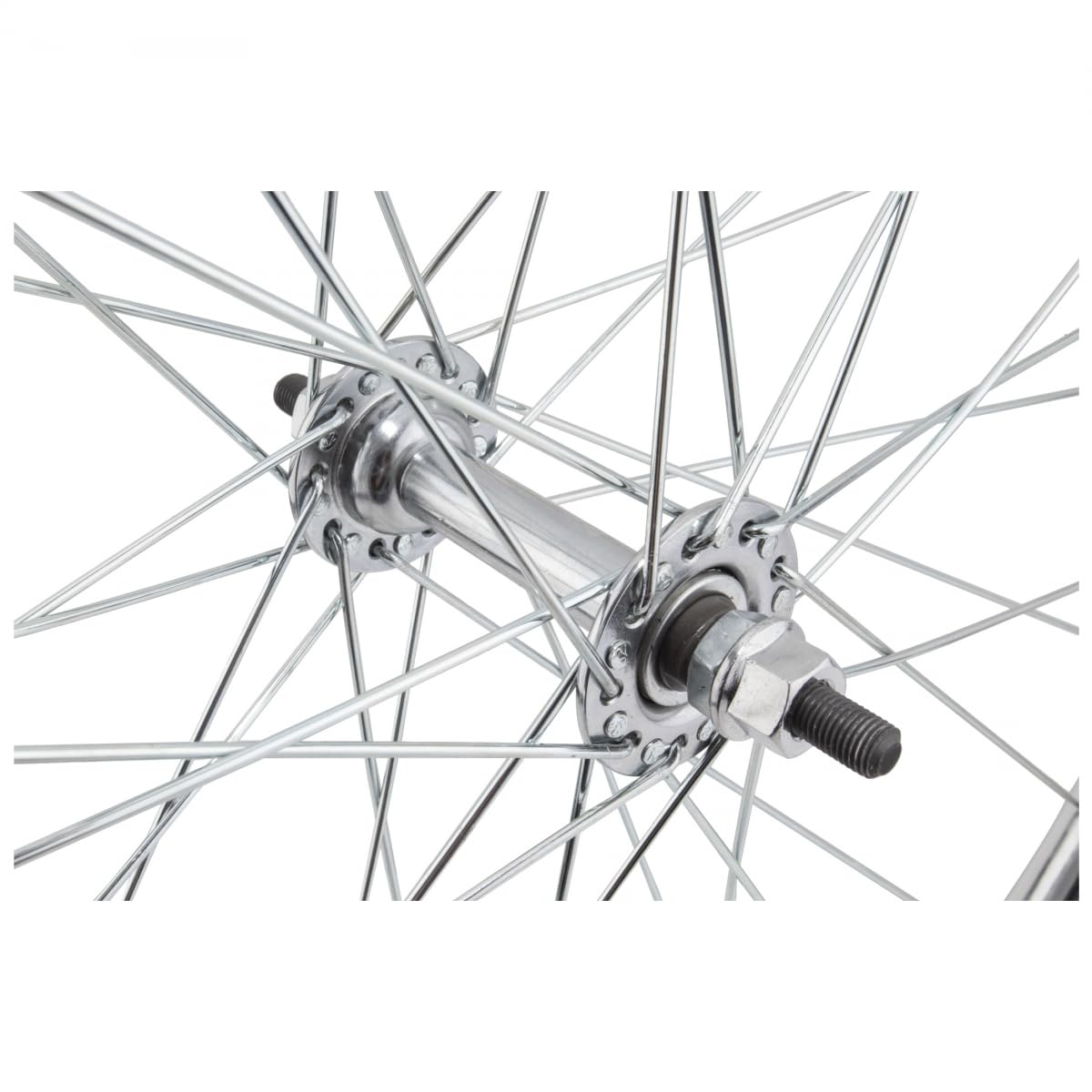Wheel Front 27 X 1-1/4 Silver, Bolt On, 5/16 Axle Hub, 14G Ucp Spokes, 36H