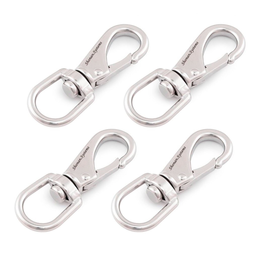 Shonan Stainless Steel Flag Clips For Flagpole Rope- 4 Pack 3.5 Inch Swivel Snap Hook Flag Pole Clips, Diving Clips Spring Hooks