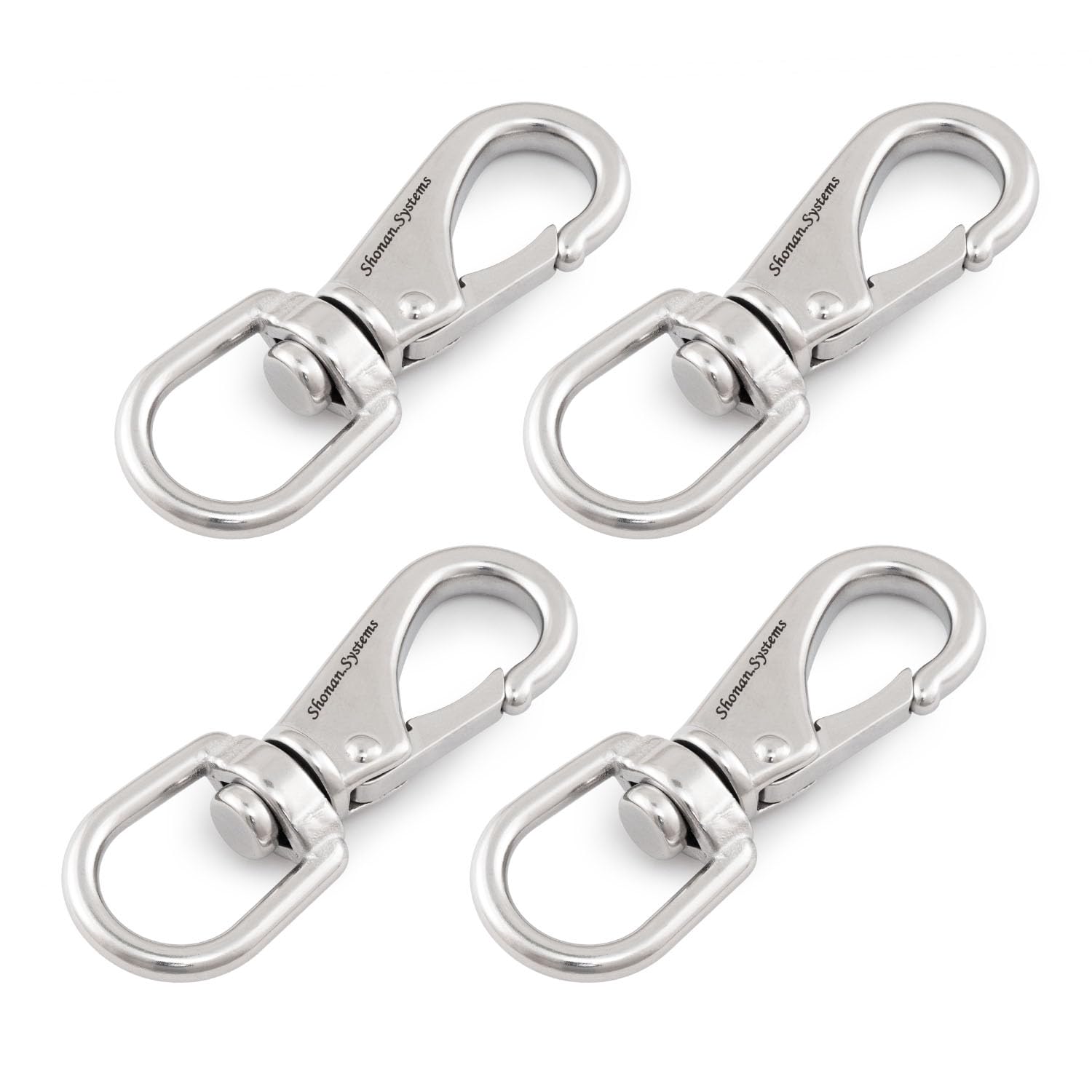 Shonan Stainless Steel Flag Clips For Flagpole Rope- 4 Pack 3.5 Inch Swivel Snap Hook Flag Pole Clips, Diving Clips Spring Hooks