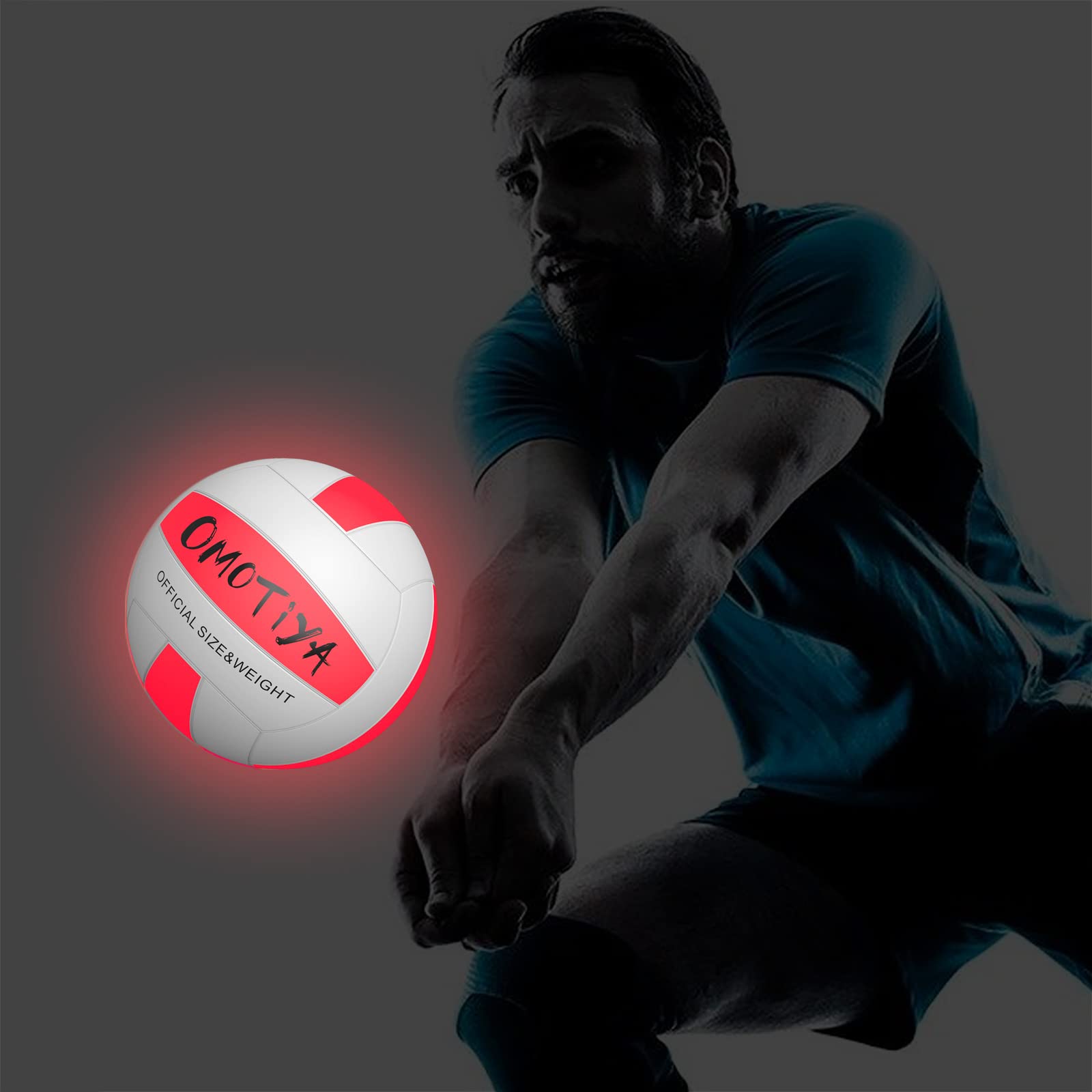 Omotiya Glow In The Dark Volleyball, Led Light Up Volleyball, Outdoor Volleyball Gifts For Boys And Girls, Night Glowing Ball, S