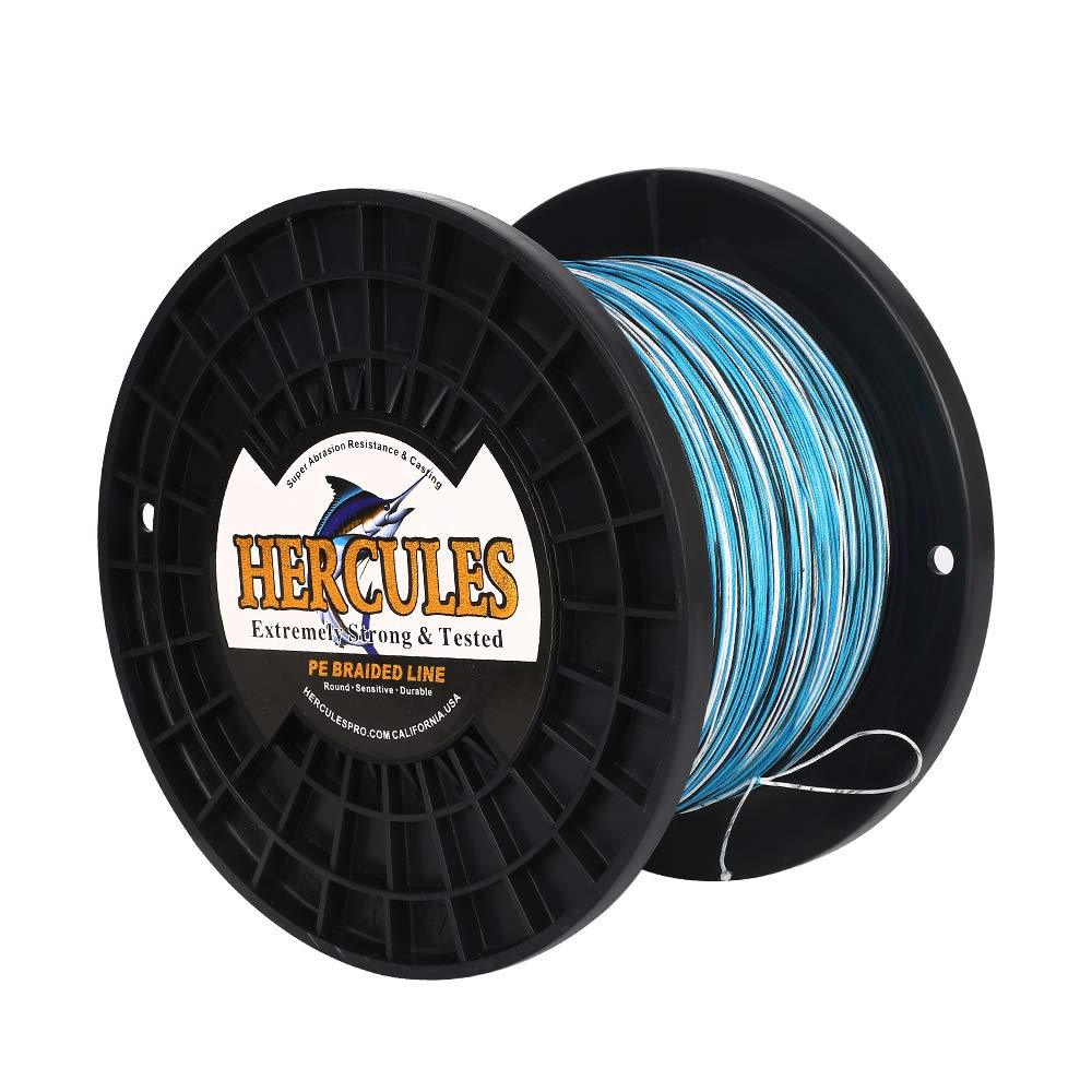 Hercules Braided Fishing Line 2000M 2187Yds 10Lbs-200Lbs Pe Superline 8 Strands (Blue Camo 180Lb/81Kg 0.70Mm)