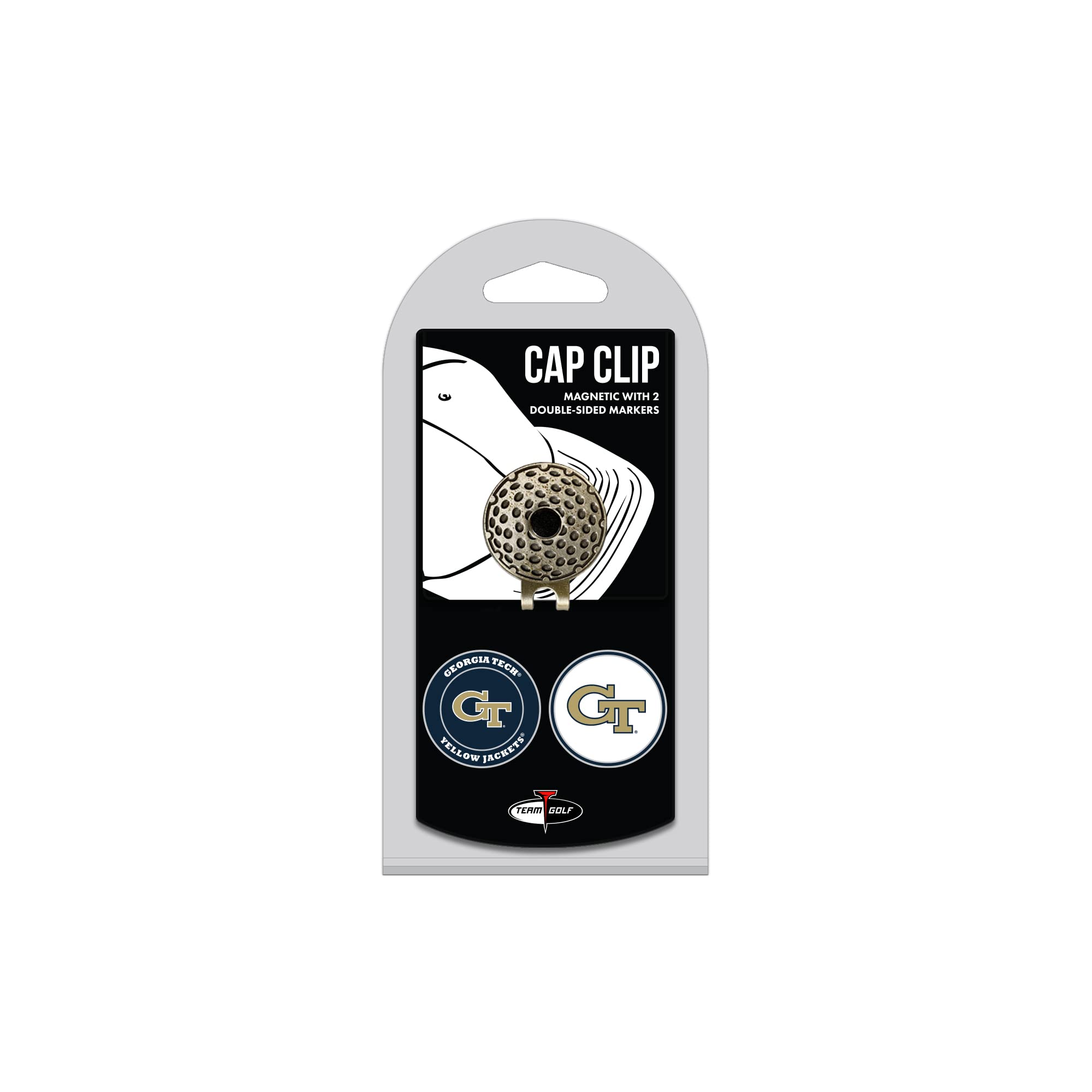 Team Golf NCAA Georgia Tech Yellow Jackets Cap Clip With 2 Golf Ball Markers Golf Cap Clip with 2 Removable Double-Sided Enamel 
