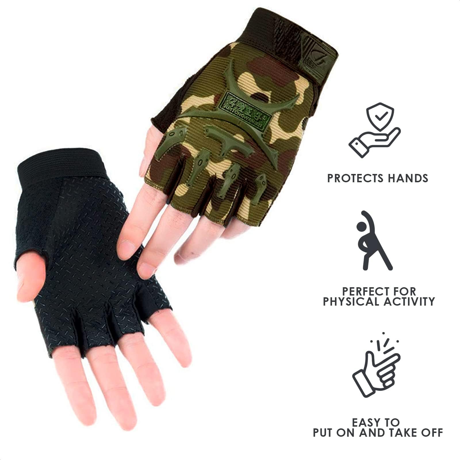 Lagarto Half Finger Children'S Motorcycle Gloves - Sports Half Gloves Cycling Gloves Small Kids Exercise Gloves Skating Gloves -