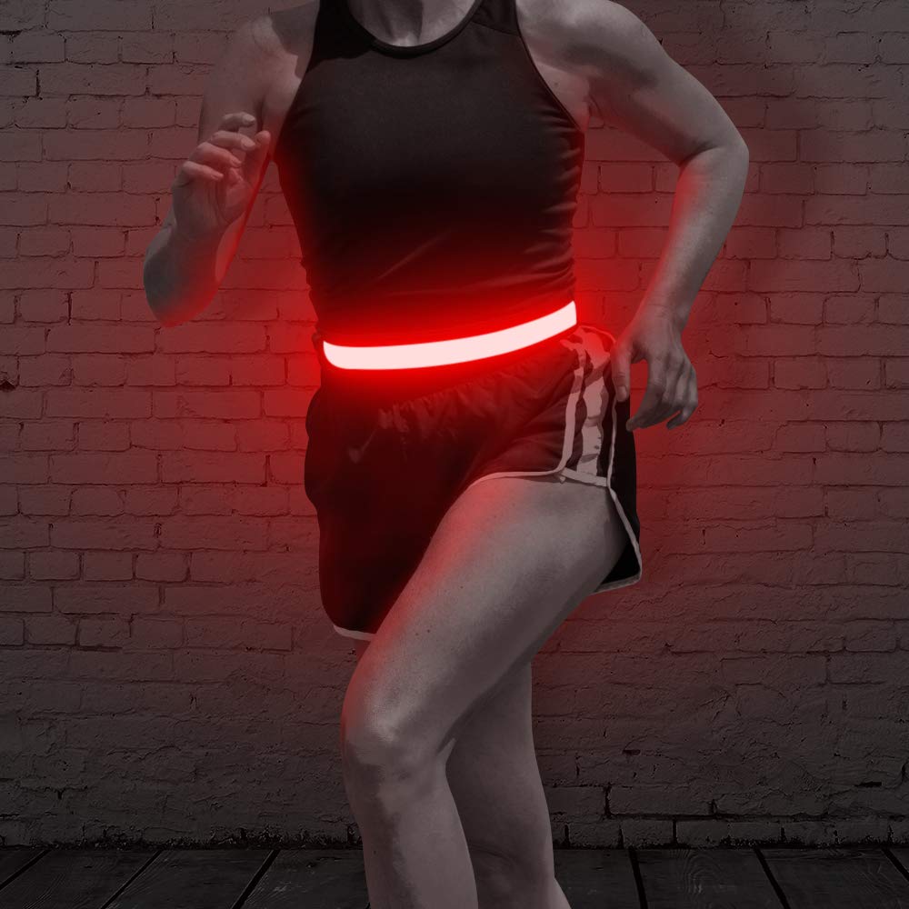 Bseen Led Running Belt - Rechargeable Glowing Led Waistband, Adjustable Light Up Waist Belt For Runners, Joggers, Walkers, Pet O