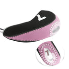 Andux Number Print Golf Iron Club Head Covers With Transparent Window 10Pcs/Set Black/Pink