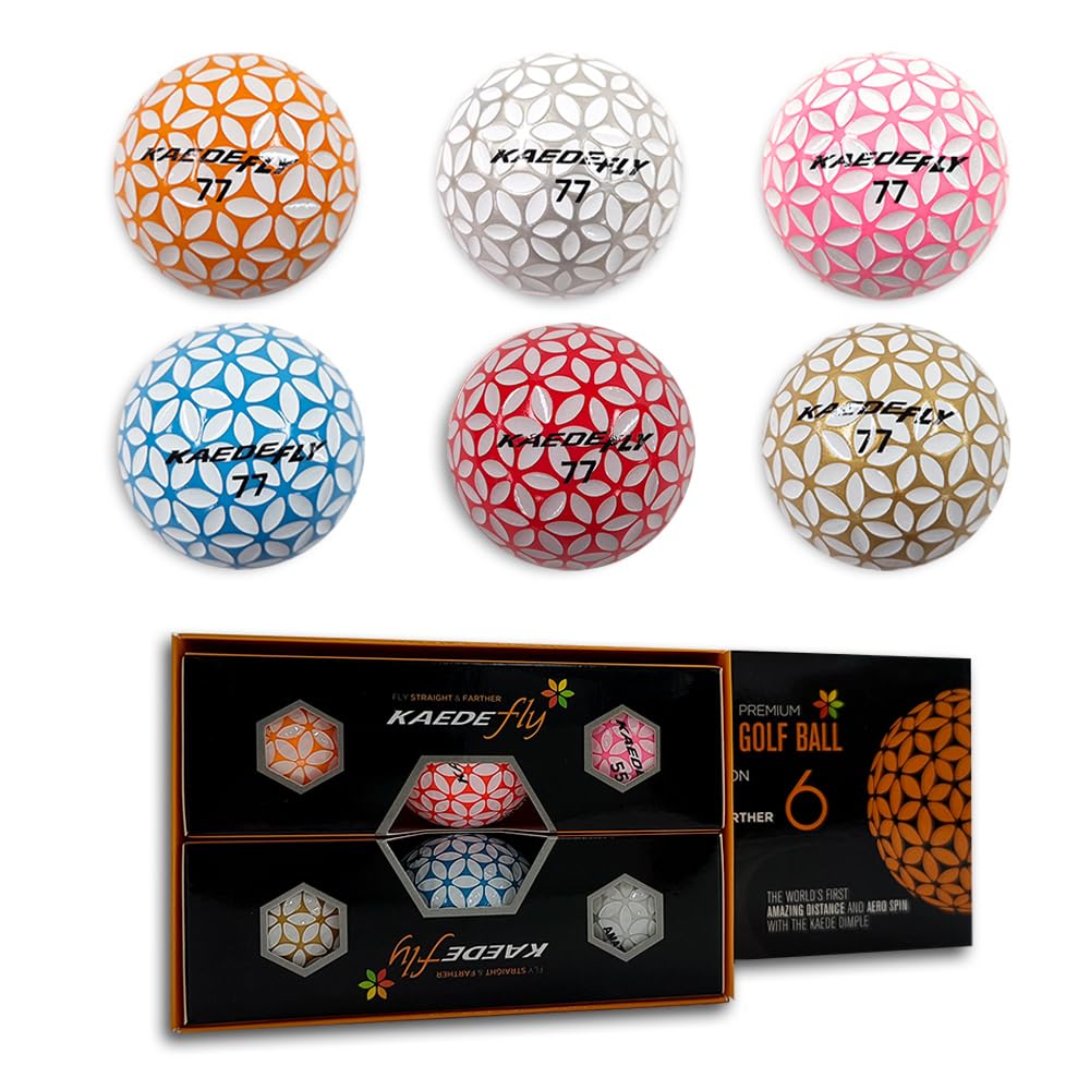 Kaede Fly Distance Golf Balls (Half Dozen) 2 Tone Colored 6 Balls