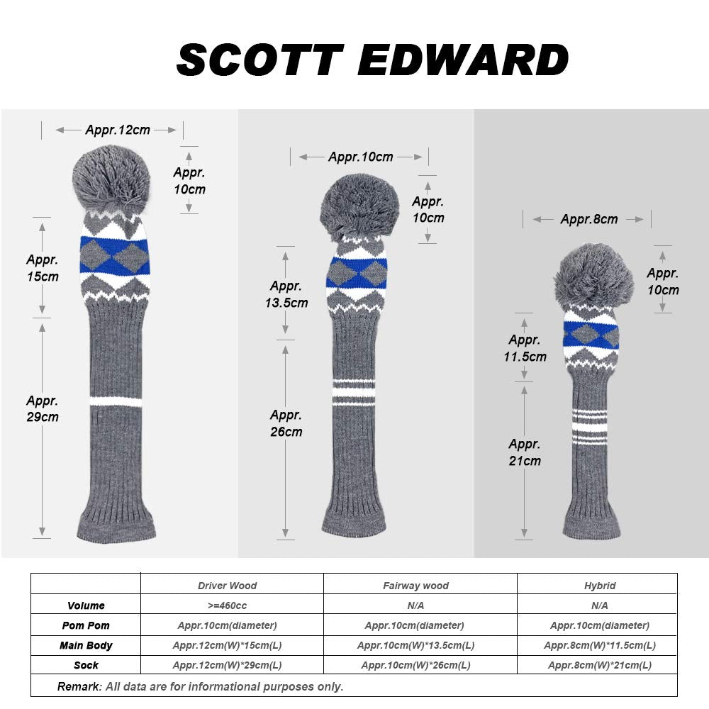 Scott Edward Alien Planet Pattern Style Golf Club Head Covers, Acrylic Yarn Double-Layers Knitted, With Rotatable Number Tags Se