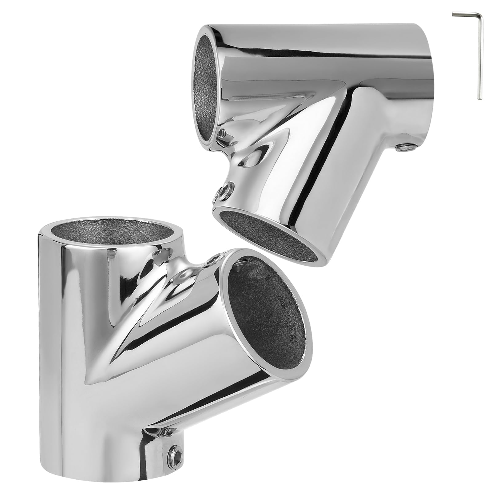 ODYSUNRAL Boat Handrail Fitting 60 Degree Tee Connector for 7/8 Round Tubing, 316 Stainless Steel Tee Fitting, Mirror Polished M