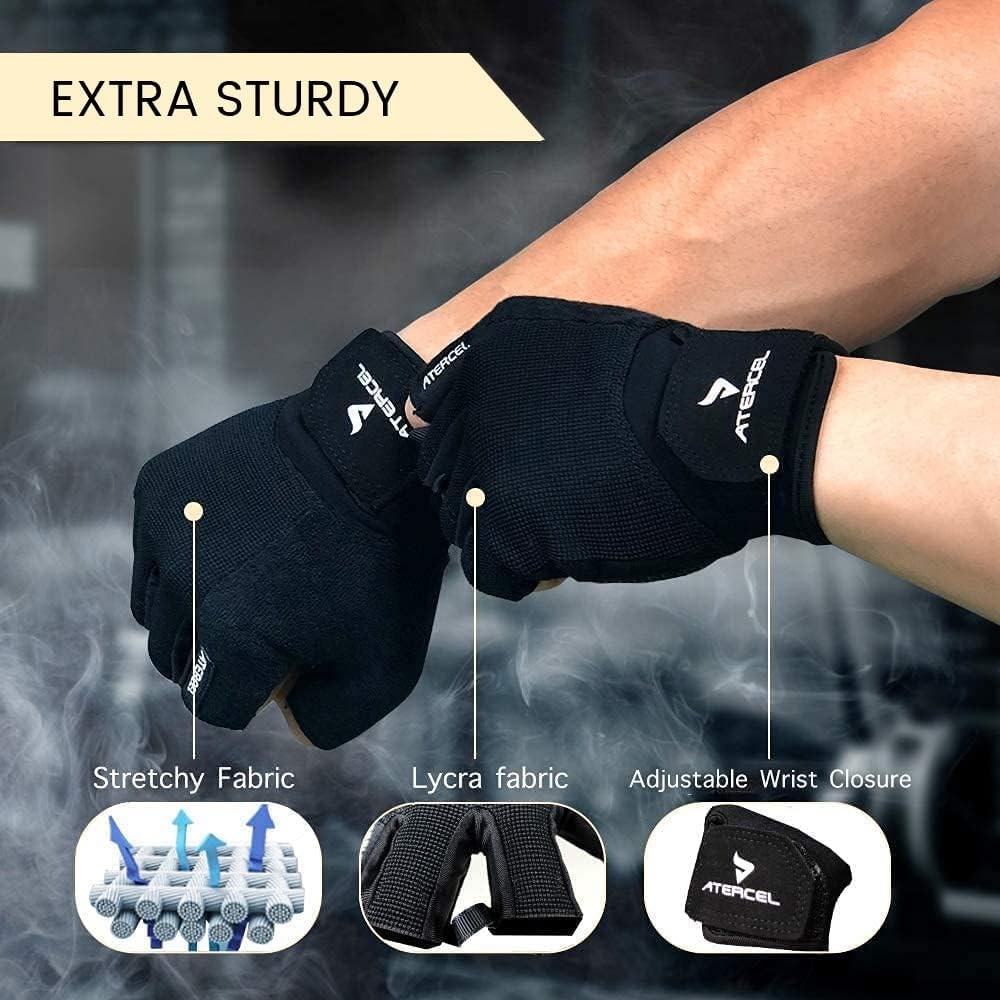 Atercel Workout Gloves For Men And Women, Exercise Gloves For Weight Lifting, Cycling, Gym, Training, Breathable And Snug Fit (B