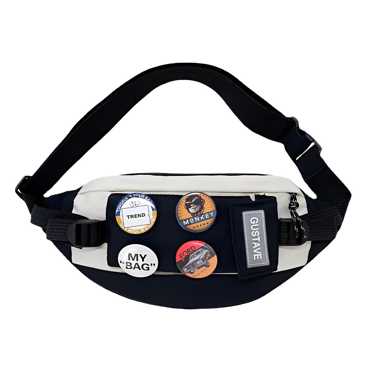 Gustave Waist Bags For Men Women With 4 Badges For Decoration And Adjustable Strap, Waterproof Sling Bag Creative Stylish Sport